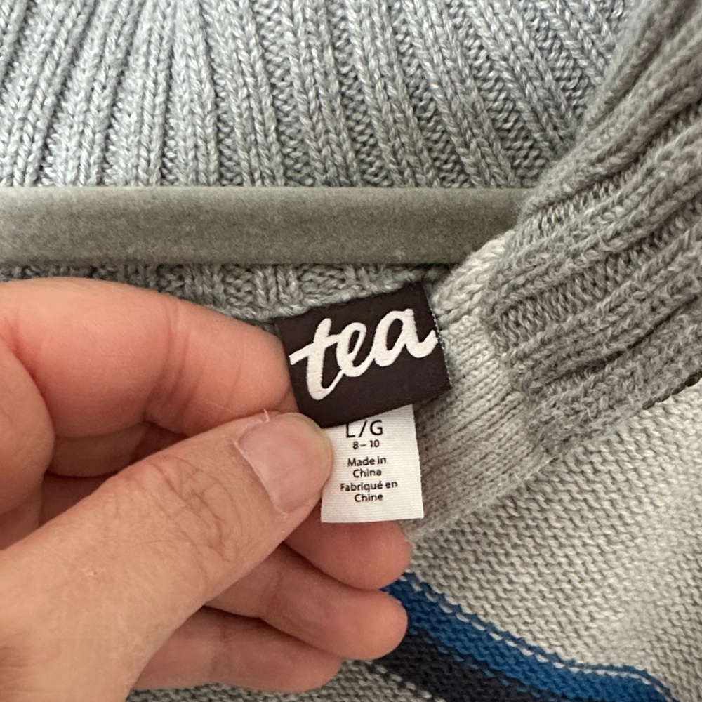 Boys, tea collection Gray and Burgundy Striped Sweater - Picture 2 of 3